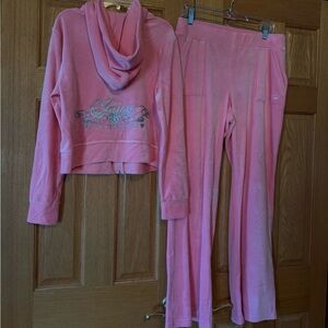 Juicy by Juicy Couture Coral Velour Hoodie and Pants Set